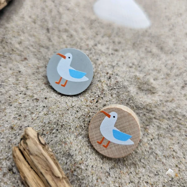 Wooden bead "seagull" disc — Kiki-Ena craft material natural wood