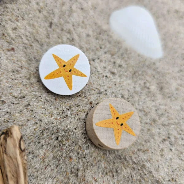 Wooden Bead "Starfish" Disc — Kiki-Ena Natural Wood Craft Materials