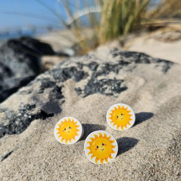 Wooden bead "Sun" disc — Kiki-Ena craft materials natural wood