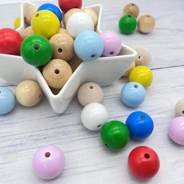 Wooden Beads 25mm • 5 Pieces — Kiki-Ena Craft Materials Natural Wood