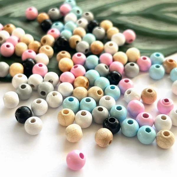 Bulk pack • wooden beads 6mm • 500 pieces — Kiki-Ena Craft Materials Natural wood