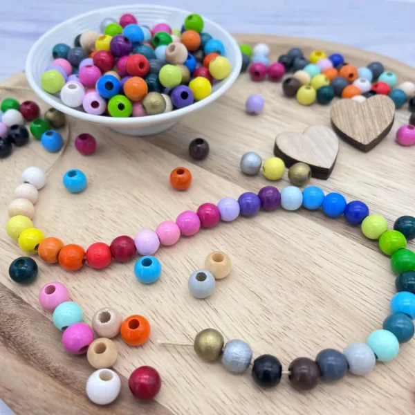 Wooden Beads 8mm • 50 Pieces — Kiki-Ena Natural Wood Craft Material