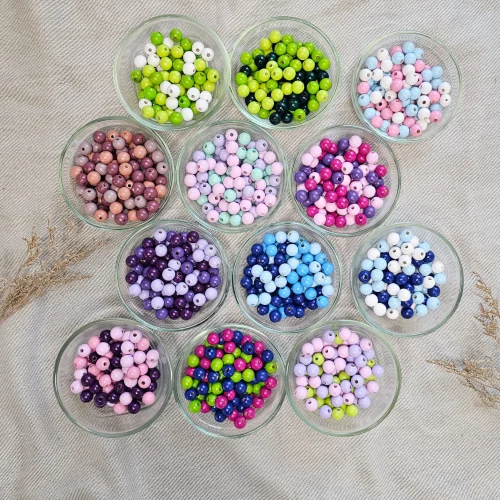 Wooden bead mix 10mm • 50 pieces — Kiki-Ena craft materials natural wood