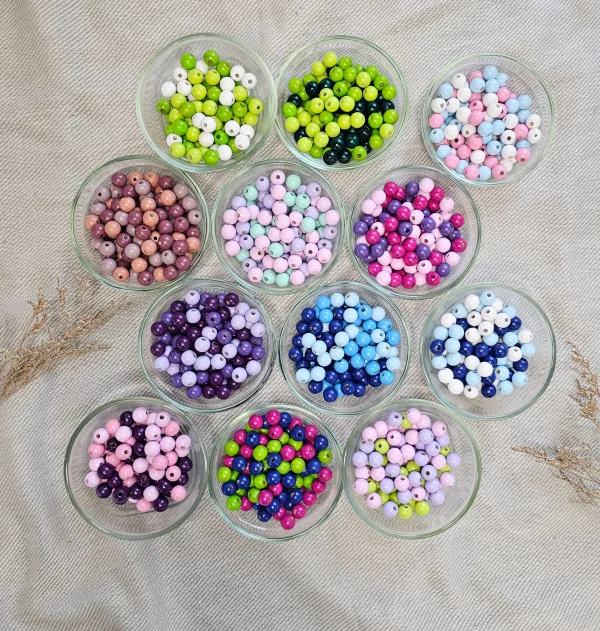 Wooden bead mix 10mm • 50 pieces — Kiki-Ena craft materials natural wood