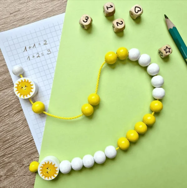 Wooden beads counting chain 'Sun' craft kit — Kiki-Ena Craft Materials – Natural Wood