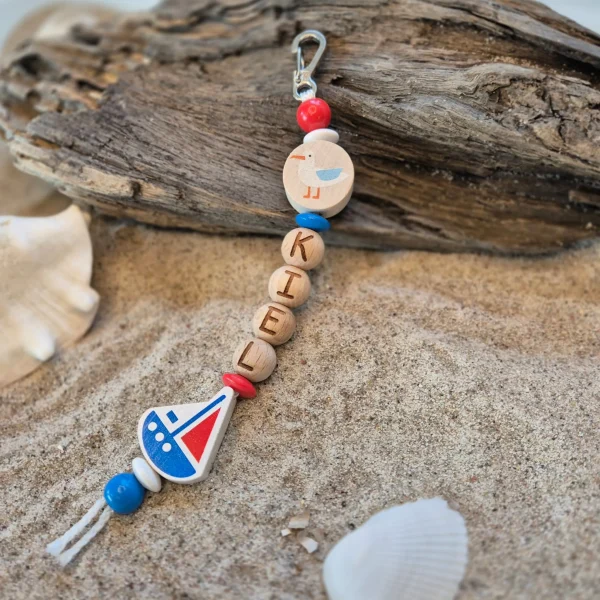 Wooden beads key chain 'Kiel' craft kit — Kiki-Ena Craft Materials – Natural Wood