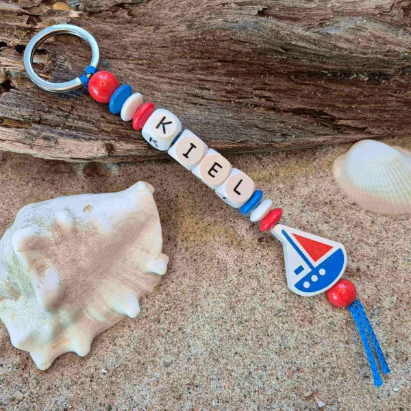 Wooden Bead Keyring "Kiel Boat" Craft Kit — Kiki-Ena Natural Wood Craft Materials