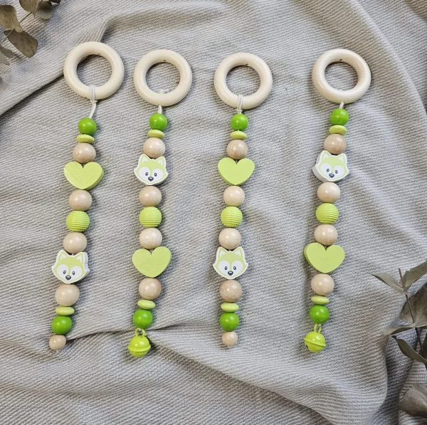 Wooden bead play arch pendant "Fox lemon" craft kit — Kiki-Ena craft materials natural wood