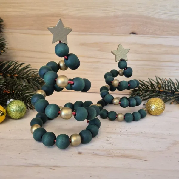 Wooden Beads Christmas Trees Twist • Craft Set — Kiki-Ena Craft Materials Natural Wood
