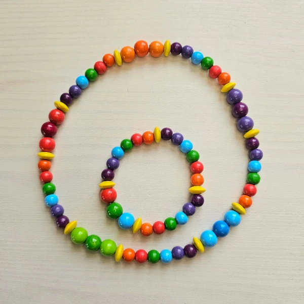 Wooden Bead Necklace and Bracelet 'Rainbow' Craft Set — Kiki-Ena Natural Wood Craft Materials