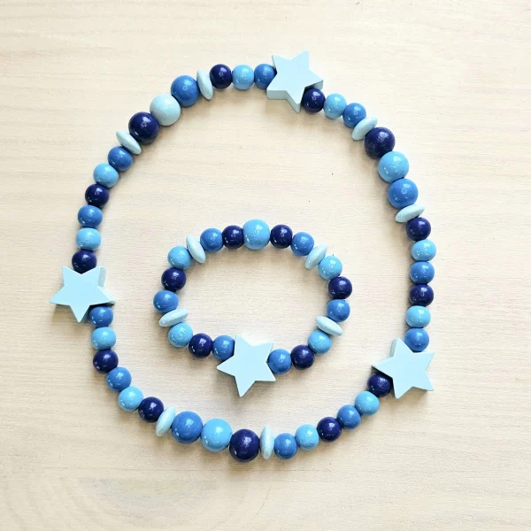 Wooden Bead Necklace and Bracelet 'Star' Craft Set — Kiki-Ena Natural Wood Craft Materials