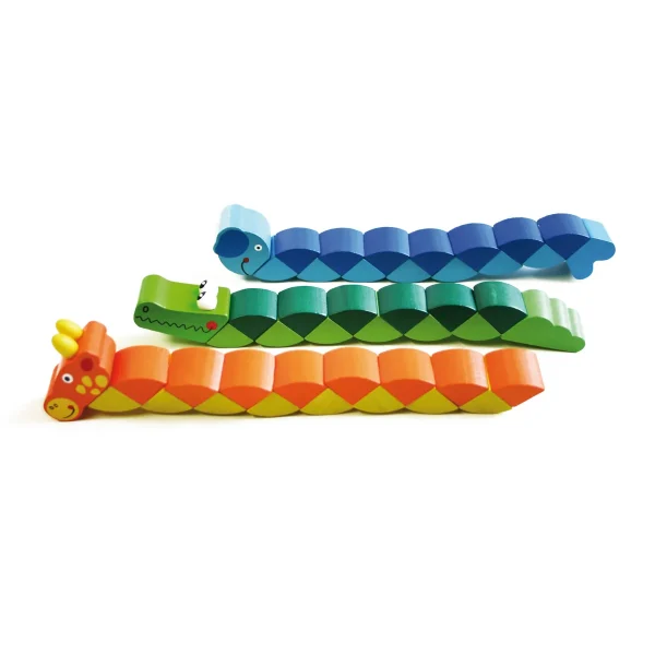 Wooden puzzle snake with animal motifs — Eduplay educational nursery toy