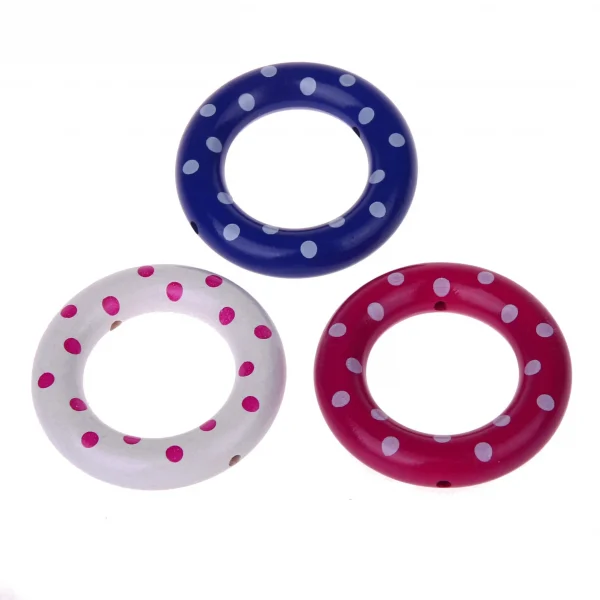 Wooden Ring / Teething Ring Size S Dots — Kiki-Ena Natural Wood Craft Materials