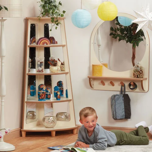 Kaleidoscope Corner Shelf with Mirror — Millhouse Learning Toy School