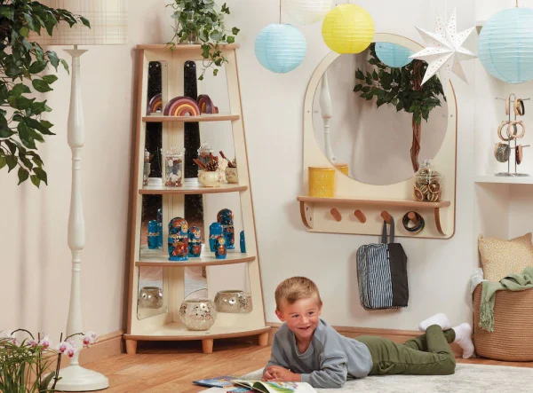 Kaleidoscope Corner Shelf with Mirror — Millhouse Learning Toy School