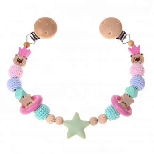 Pink Bear & Crown Pram Chain Craft Set — Kiki-Ena Craft Materials Natural Wood