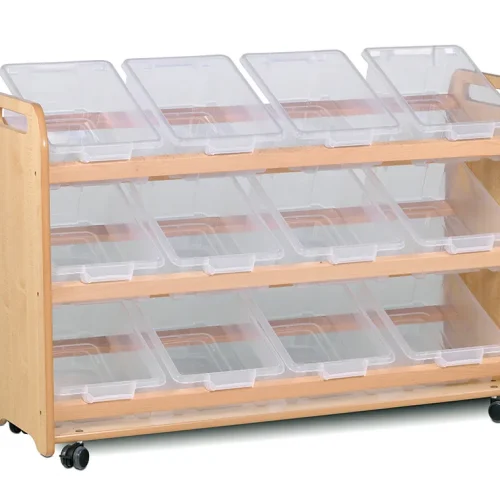 Tilt Storage Unit with 12 Clear Containers — Millhouse Learning Toys School