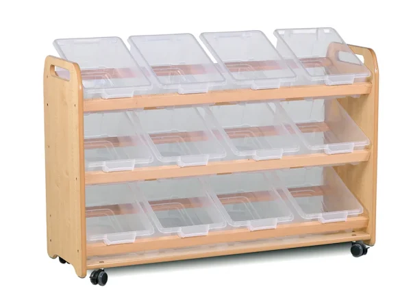 Tilt Storage Unit with 12 Clear Containers — Millhouse Learning Toys School