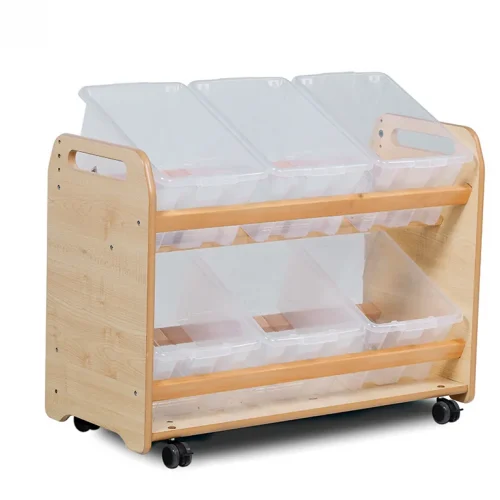 Tilt Storage Unit with 6 Clear Containers — Millhouse Learning Toys School