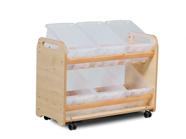 Tilt Storage Unit with 6 Clear Containers — Millhouse Learning Toys School