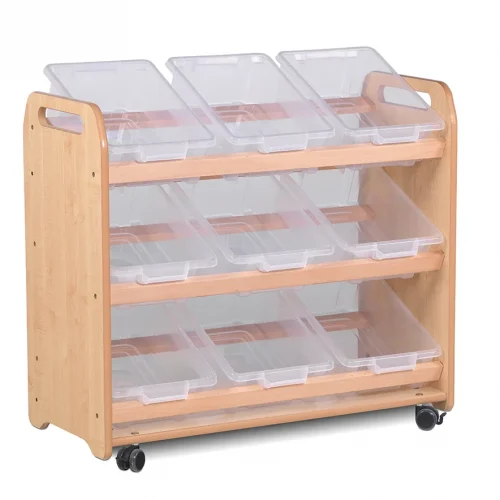 Tilt Storage Unit with 9 Clear Containers — Millhouse Learning Toys School