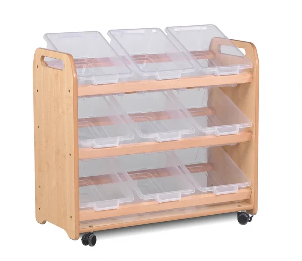 Tilt Storage Unit with 9 Clear Containers — Millhouse Learning Toys School