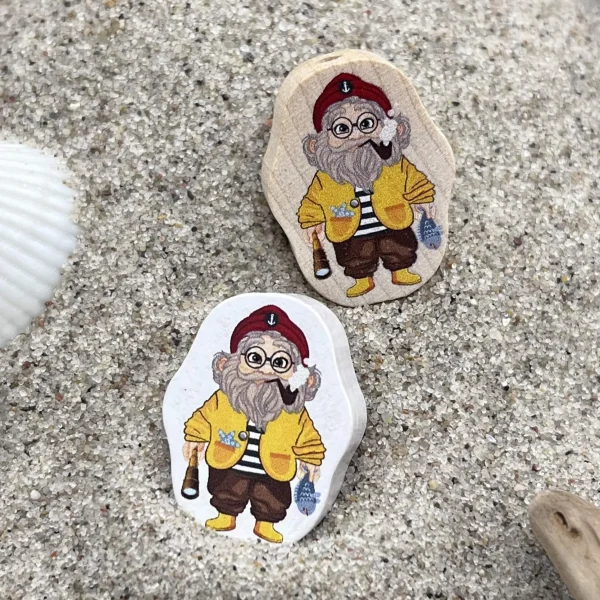 Small Motif Bead Klabautermann — Kiki-Ena Craft Material Natural Wood