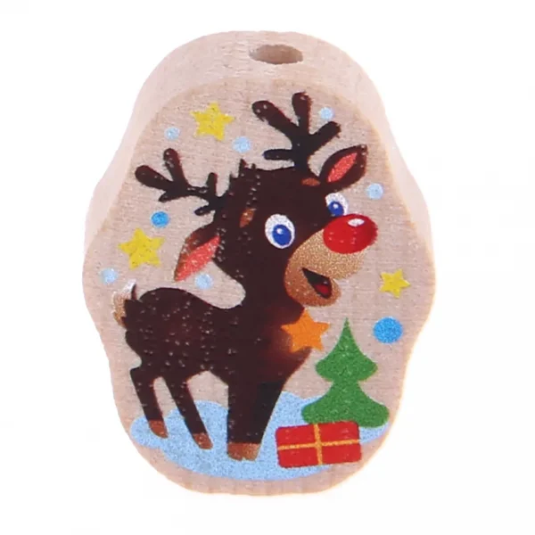 Small Motif Bead • Reindeer Natural — Kiki-Ena Natural Wood Craft Material