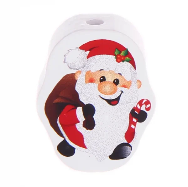 Small Focal Bead • Father Christmas White — Kiki-Ena Natural Wood Craft Materials