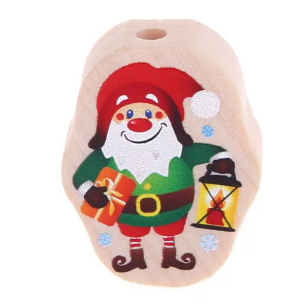 Small Natural Gnome Motif Bead — Kiki-Ena Craft Material Natural Wood