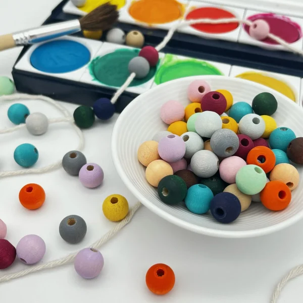 Maxi-pack • Watercolors wooden beads 10mm • 500 pieces — Kiki-Ena Craft Materials Natural wood