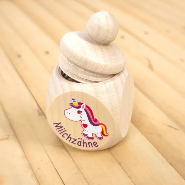 Unicorn Baby Tooth Box Pink — Kiki-Ena Natural Wood Craft Materials