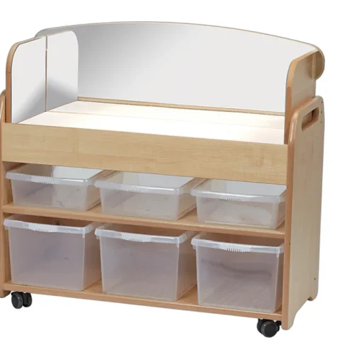 Medium-sized light box trolley with mirror surround — Millhouse learning toy school