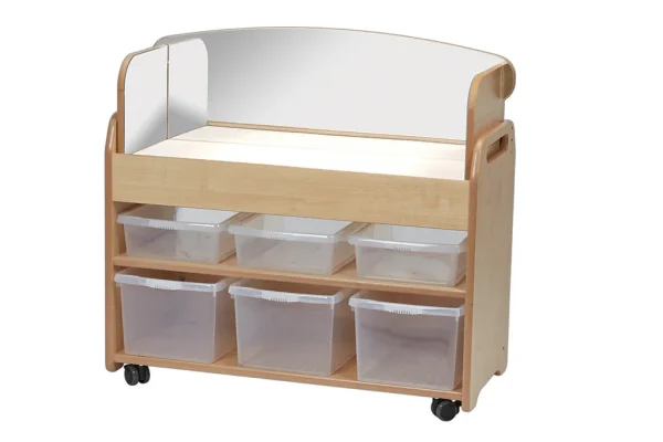 Medium-sized light box trolley with mirror surround — Millhouse learning toy school