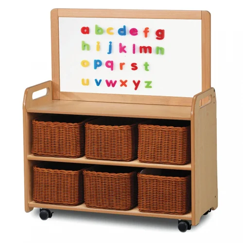 Mobile Unit with Magnetic Whiteboard Top and 6 Baskets — Millhouse Learning Toys School
