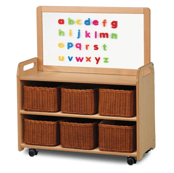 Mobile Unit with Magnetic Whiteboard Top and 6 Baskets — Millhouse Learning Toys School