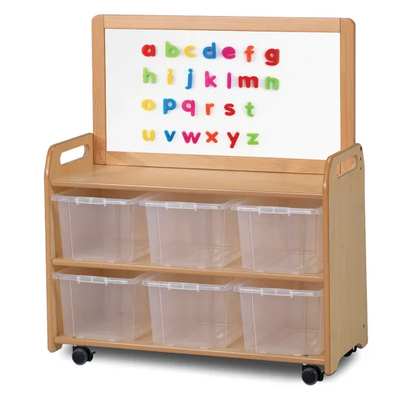 Mobile Unit with Magnetic Whiteboard Top and 6 Clear Containers — Millhouse Learning Toys School
