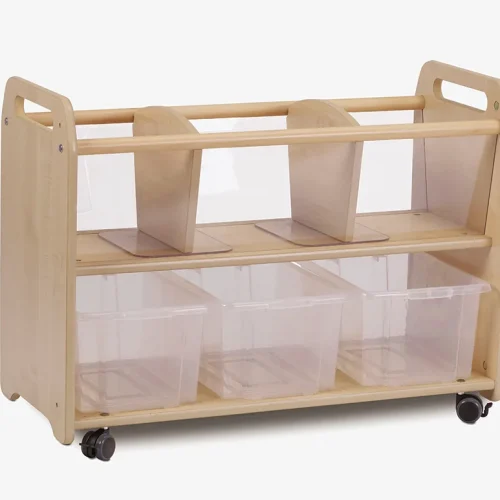 Mobile Clear View Storage Cabinet with 3 Clear Boxes — Millhouse Learning Toys School