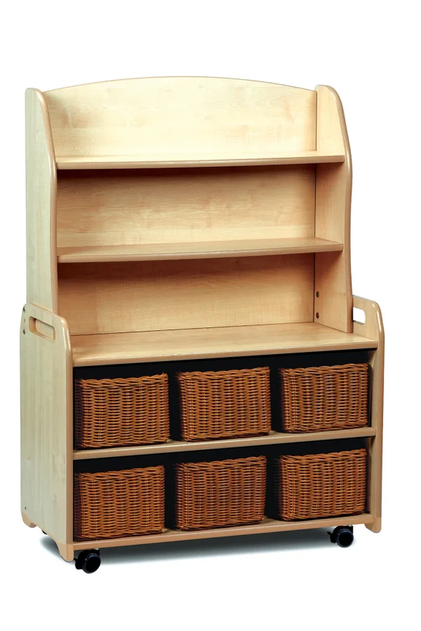 Mobile Welsh dresser storage cabinet with 6 baskets — Millhouse Educational Play School