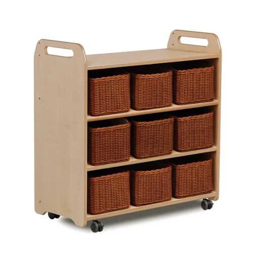Mobile Shelf Unit with Mirrored Back Panel and 9 Baskets — Millhouse Learning Toys School