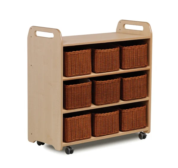 Mobile Shelf Unit with Mirrored Back Panel and 9 Baskets — Millhouse Learning Toys School