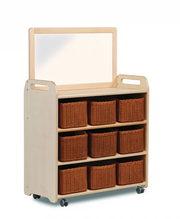 Mobile Shelving System with Mounted Mirror and 9 Baskets — Millhouse Learning Toys School