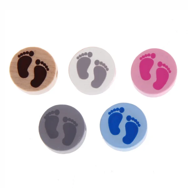 Baby Feet Mini Disc Motif Bead — Kiki-Ena Natural Wood Craft Materials