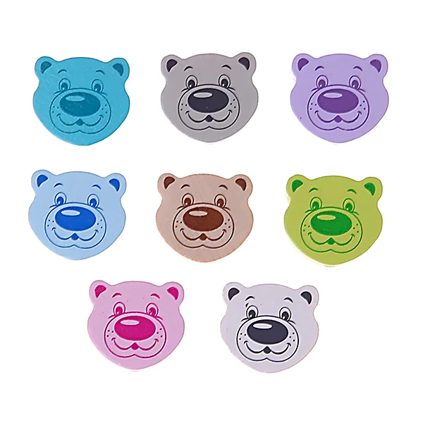 Bear Motif Bead — Kiki-Ena Natural Wood Craft Materials