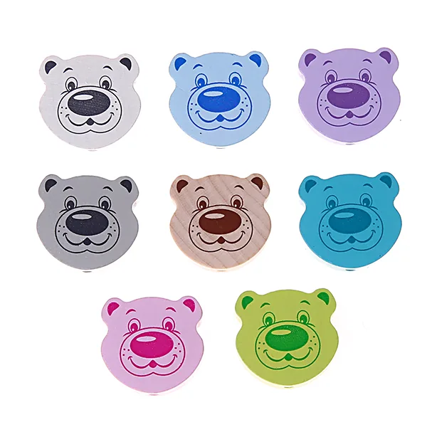 Motif Bead Little Bear — Kiki-Ena Natural Wood Craft Material