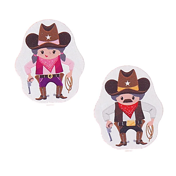 Cowboy/Cowgirl bead — Kiki-Ena natural wood craft supplies