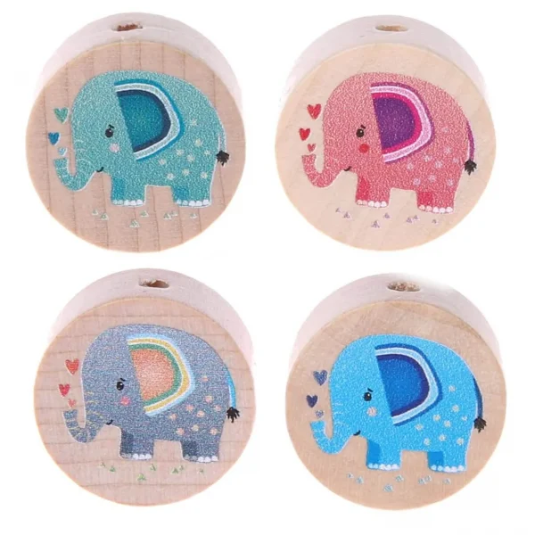 Motif Bead Elephant (Disc) — Kiki-Ena Natural Wood Craft Material