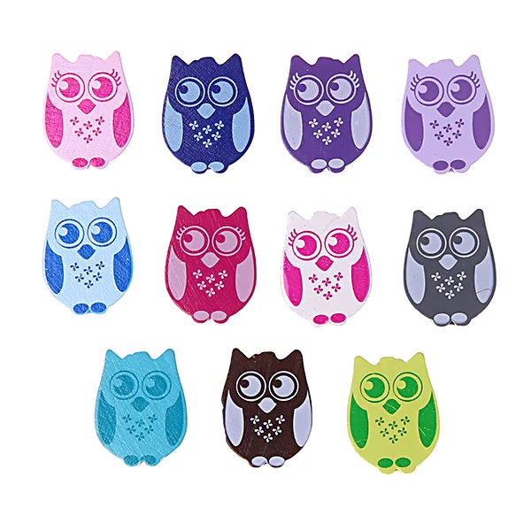 Owl Motif Bead — Kiki-Ena Craft Material Natural Wood
