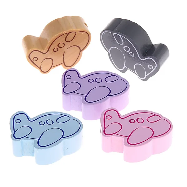 Aeroplane Motif Bead • 10 Pieces — Kiki-Ena Craft Material Natural Wood