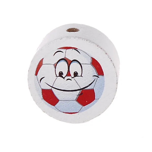 Motif Bead Happy Football Red — Kiki-Ena Natural Wood Craft Material
